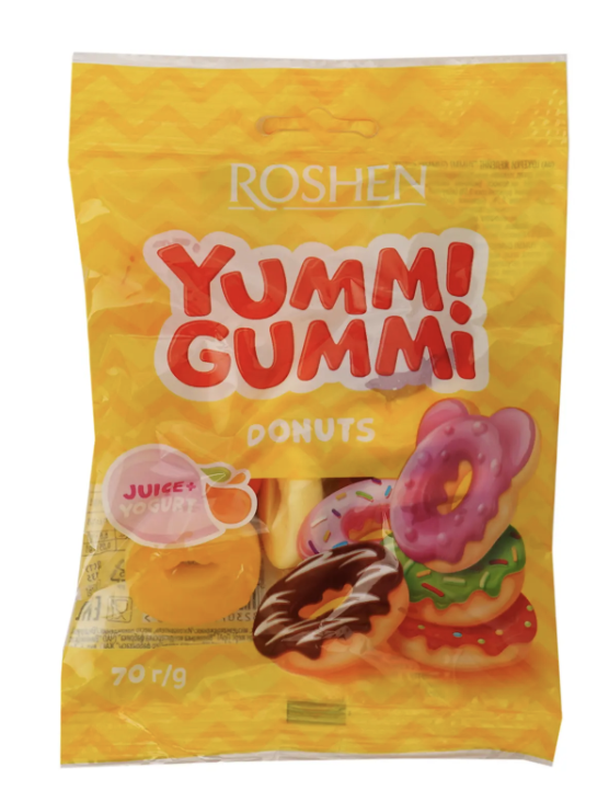 Цукерки Рошен Yummi Gummi Donuts 70г